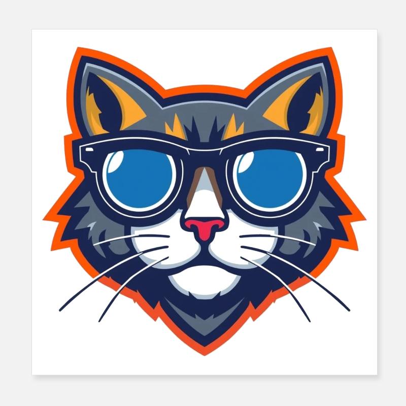 Katze mit Sonnenbrille Maskottchen Poster 20x20 cm