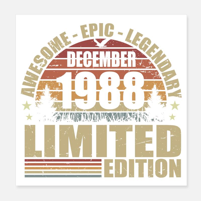 Décembre 1988 - Édition Limitée Décembre 1988 Poster 20 x 20 cm