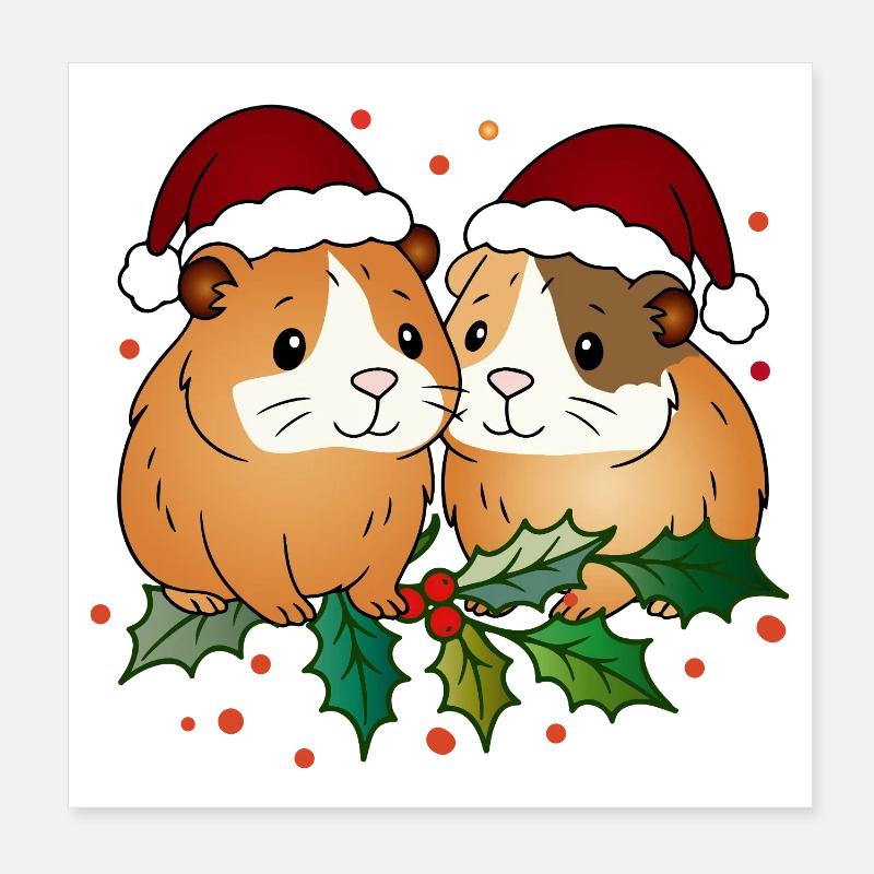 Duo cochon d’Inde moche de Noël Poster 20 x 20 cm