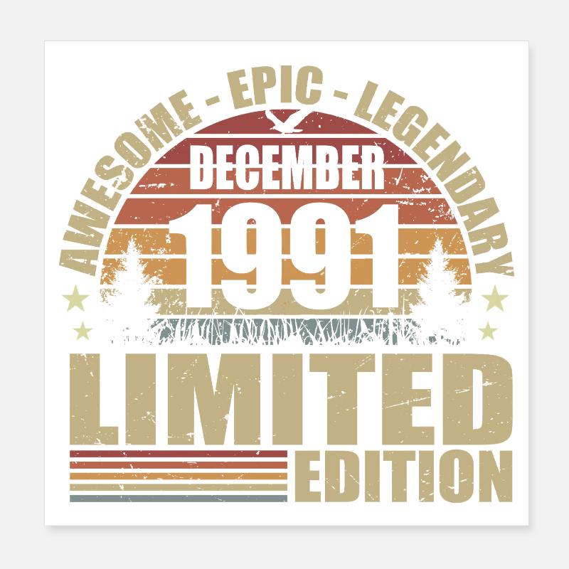 Décembre 1991 - Édition Limitée Décembre 1991 Poster 20 x 20 cm