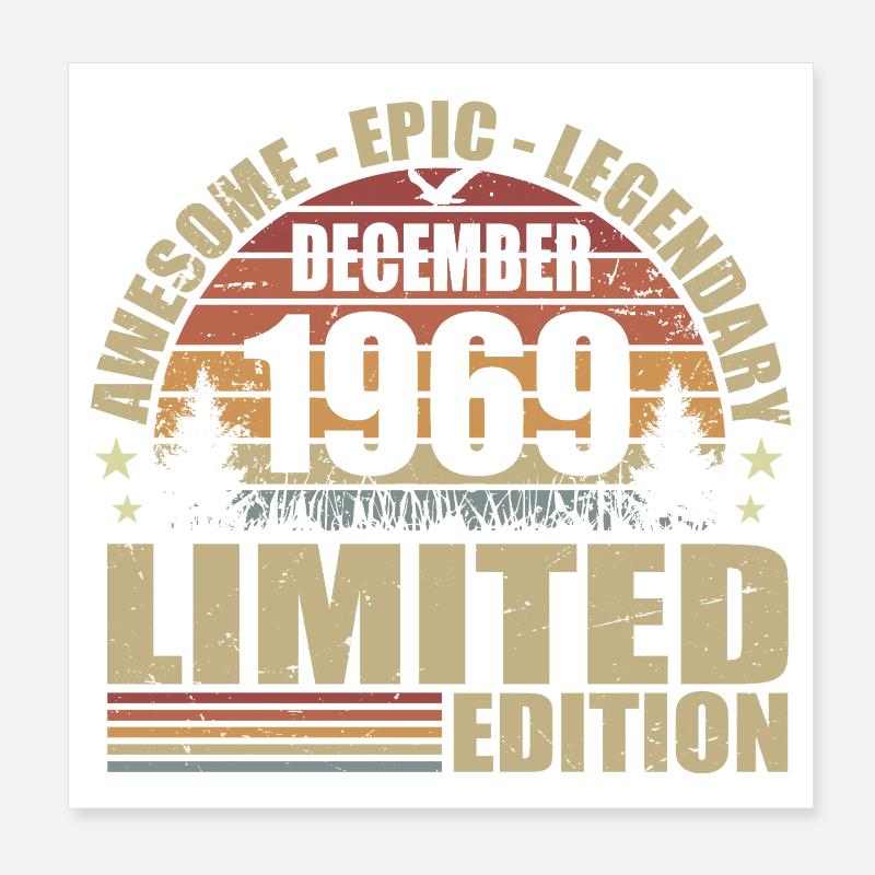 Décembre 1969 - Édition Limitée Décembre 1969 Poster 20 x 20 cm