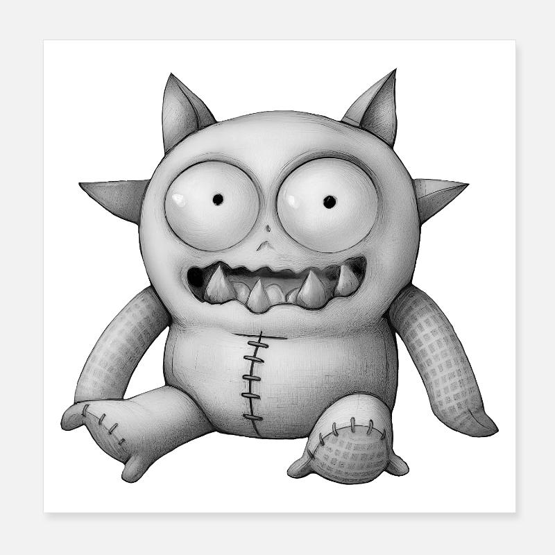 MONSTERPUPPE #6 [Schwarz & Weiß] Poster 20x20 cm