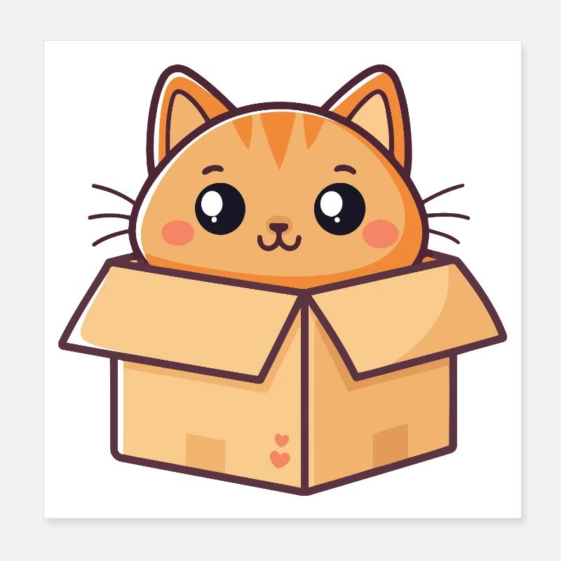 Charming Boxed Kitten Poster 20x20 cm