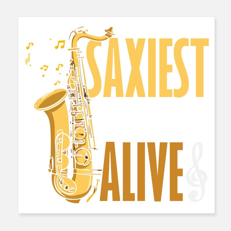Saxophone, saxophone, saxophonistes drôles, hommes Poster 20 x 20 cm