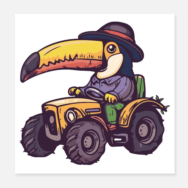 Tukan Vogel Traktor Farmer Poster 20x20 cm