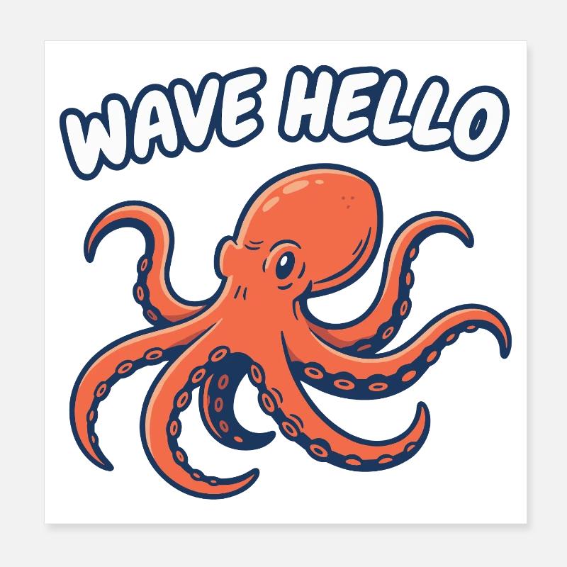 Salut Hello Squid Poster 20 x 20 cm