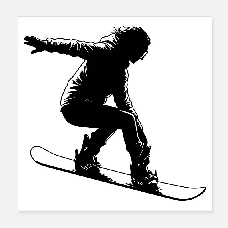 Snowboardeuse féminine avec une pose élégante Poster 20 x 20 cm