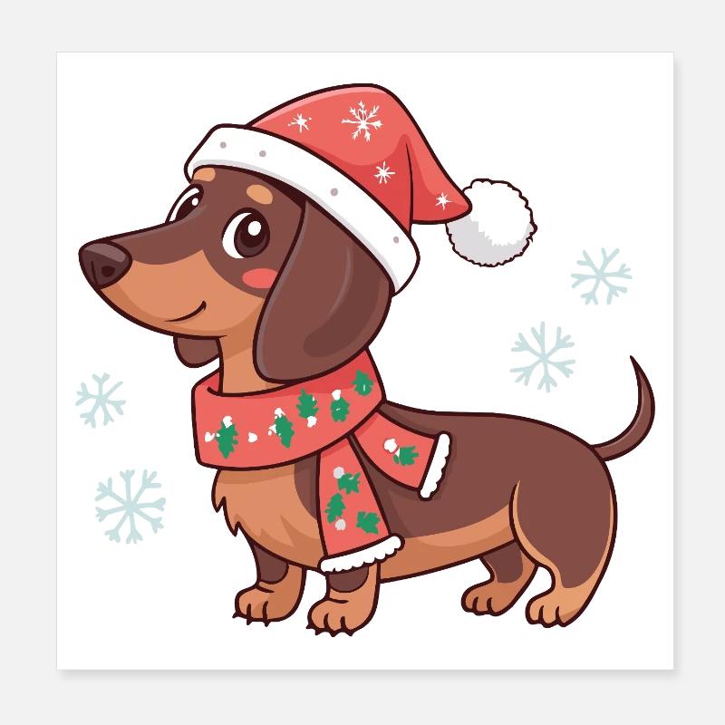 Dachshund Noël Chaleureux Poster 20 x 20 cm