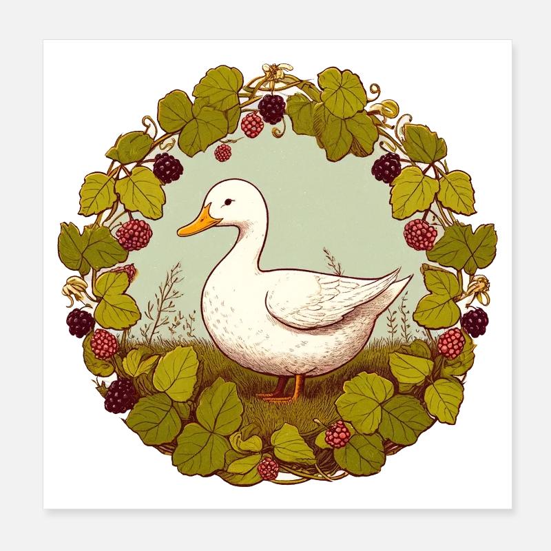 Duck Grapevine Circle Poster 20x20 cm