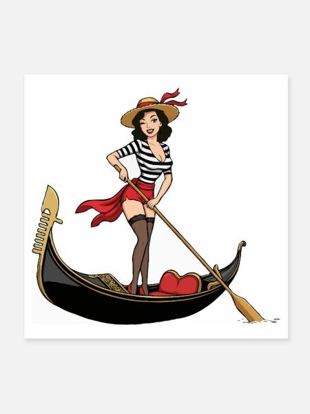 Italien Venedig Gondel Pin-up - Poster 20x20 cm - Weiß - Vorne