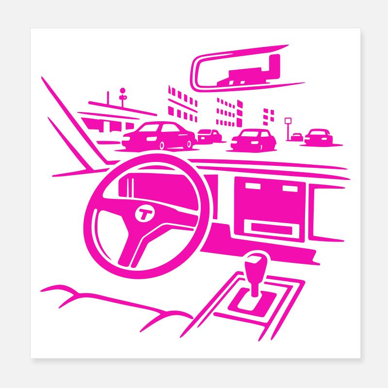 Neon Car Cockpit Poster 8" x 8" (20x20 cm)