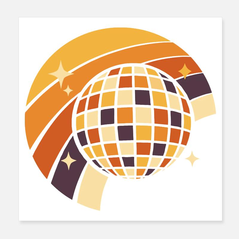 Discokugel Retro Party 80er Geschenk Poster 20x20 cm