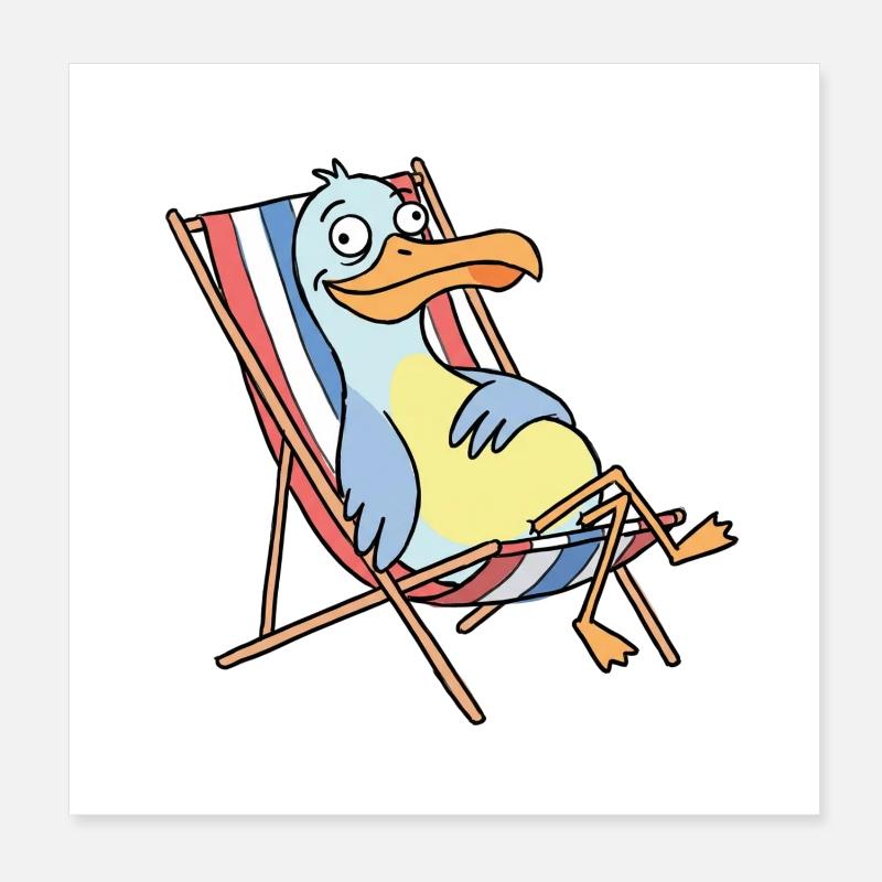 Pélican de plage détendu Poster 20 x 20 cm