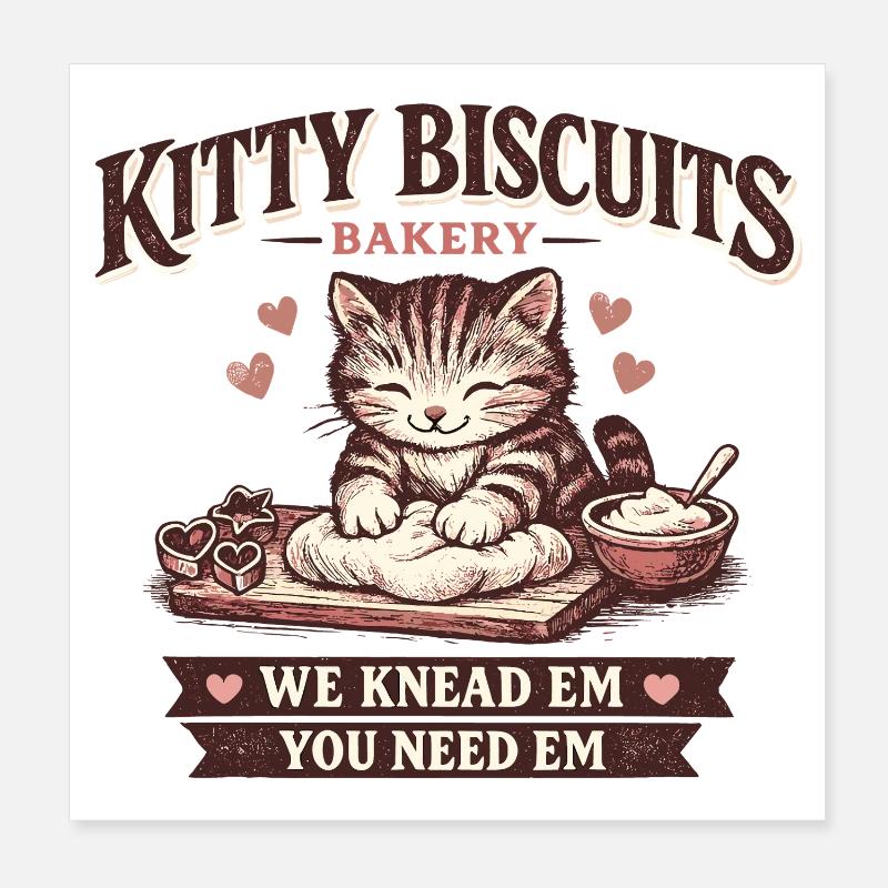 Katze Bäckerei Valentinstag Geschenk Poster 20x20 cm