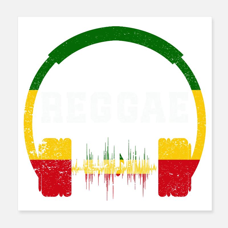 Reggae Headphones Wave Design Poster 8" x 8" (20x20 cm)