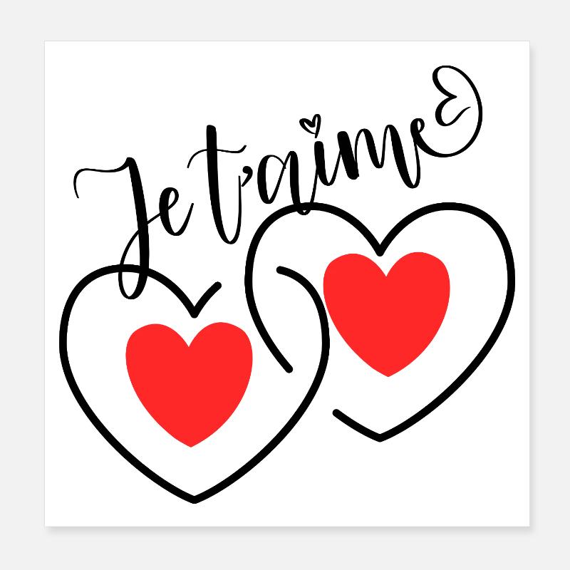 Je T'aime Cœurs entrelacé   Poster 20 x 20 cm