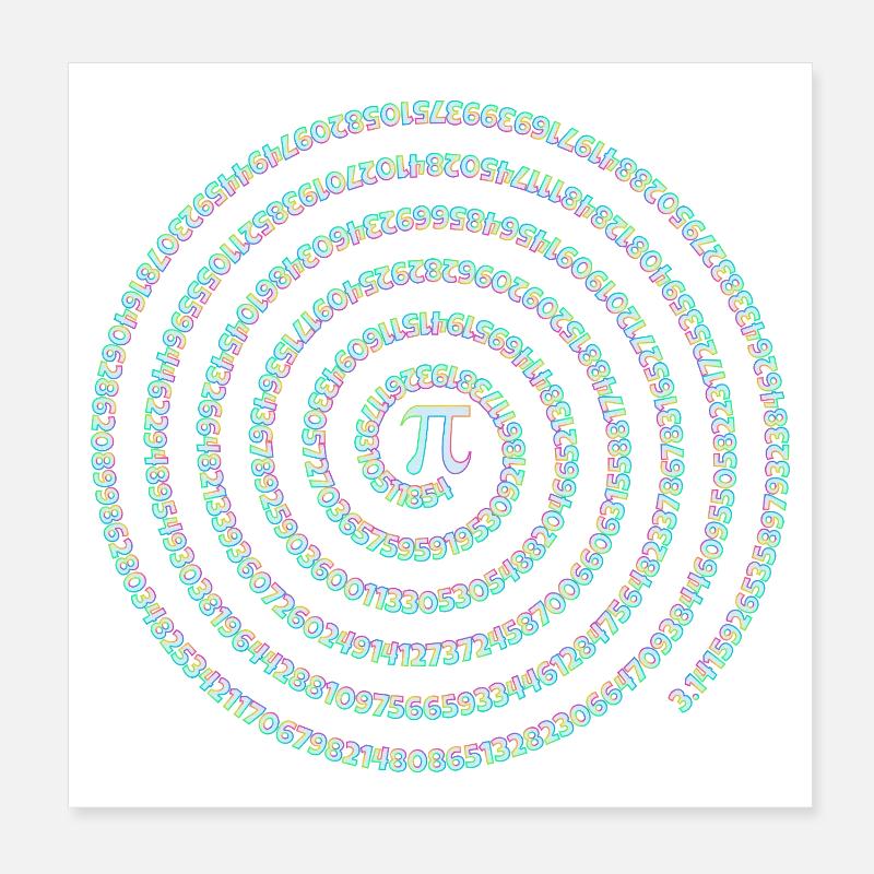Pi Symbol Spirale Regenbogen Pi Day Ziffern Poster 20x20 cm