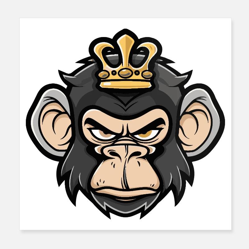 Monkey Head Crown Poster 8" x 8" (20x20 cm)