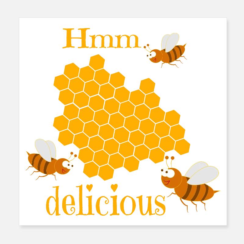 Bienen mit Honigwabe Poster 20x20 cm