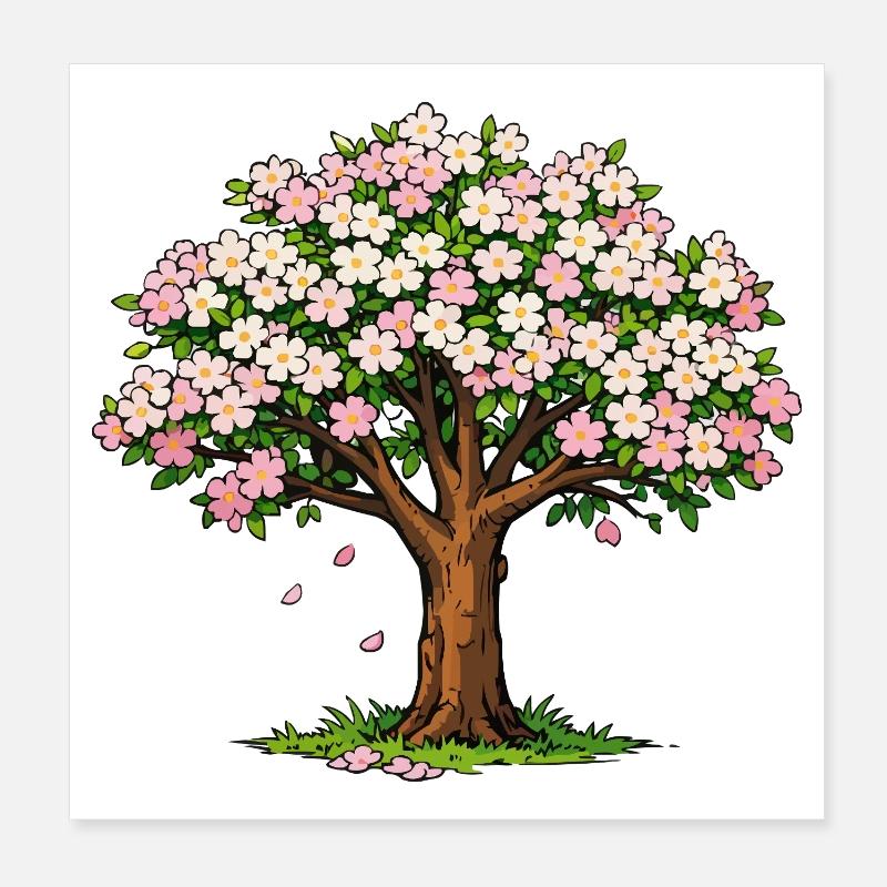 Blossom tree with pink and white flowers Poster 8" x 8" (20x20 cm)