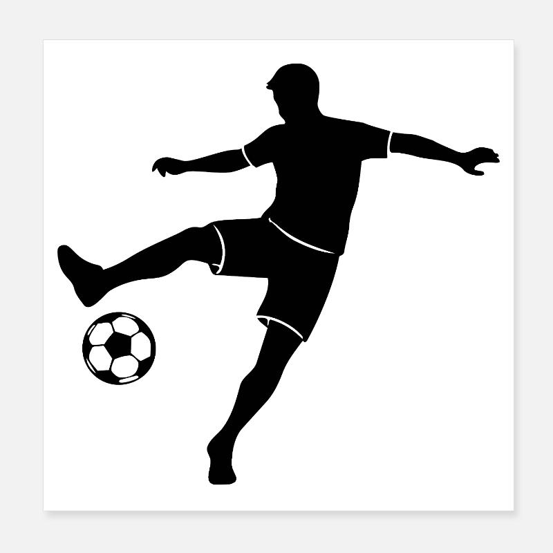 Soccer Player Makes Trick Soccer Monochrome Motif Poster 8" x 8" (20x20 cm)