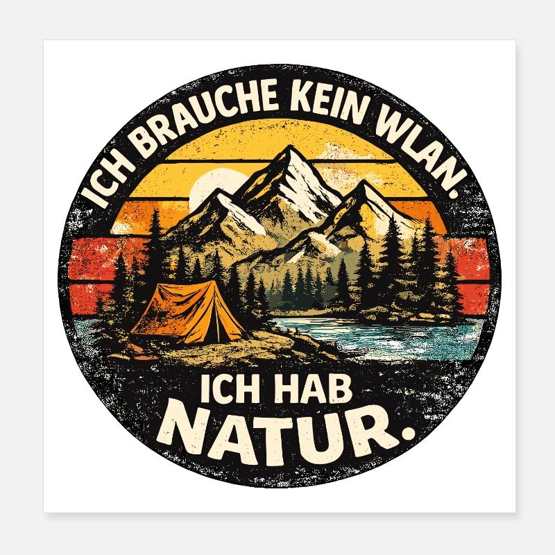 Forest Camping Retro Nature Poster 8" x 8" (20x20 cm)