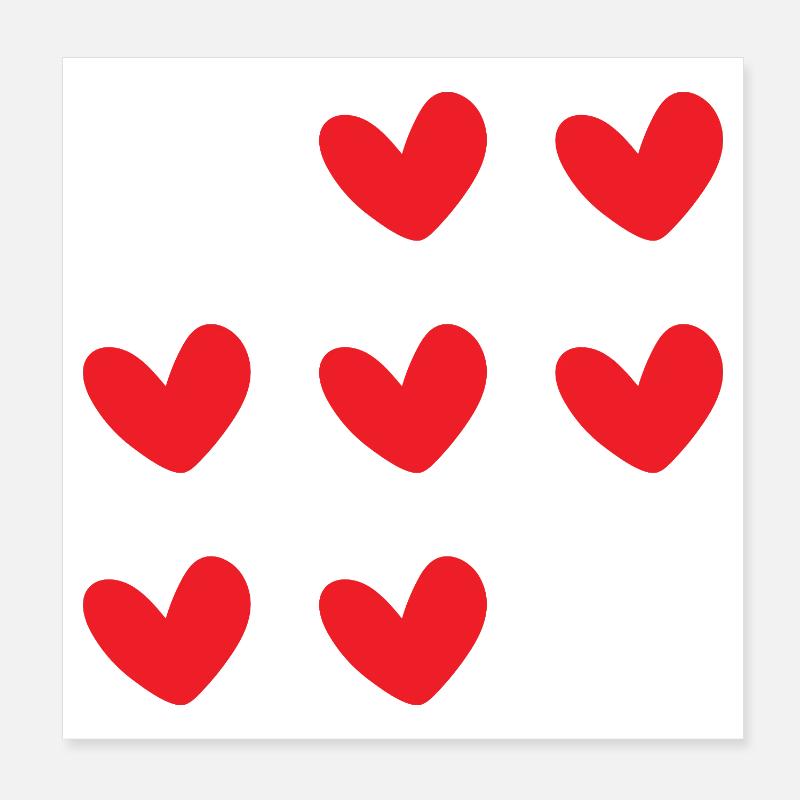 Graphique typographique de I Love Hearts Hearts Poster 20 x 20 cm