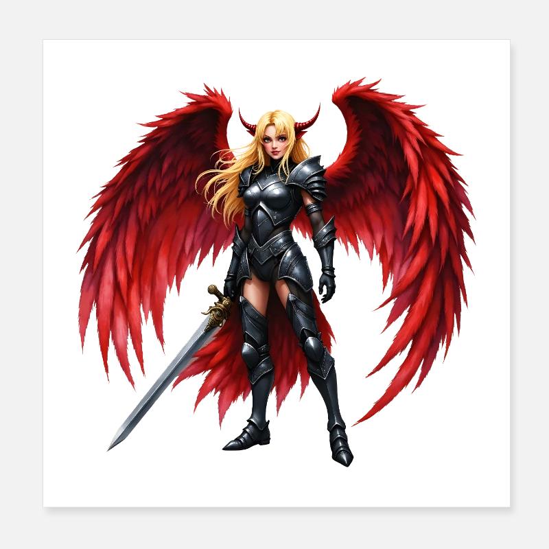 Crimson Winged Warrior Poster 8" x 8" (20x20 cm)