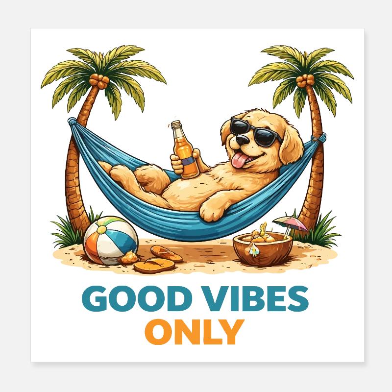 Welpe in Hängematte – Chill-Modus Poster 20x20 cm