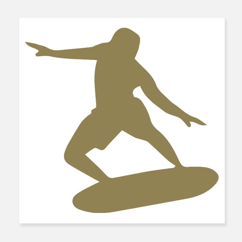 Surfer Silhouette Surfing Minimalist Poster 8" x 8" (20x20 cm)
