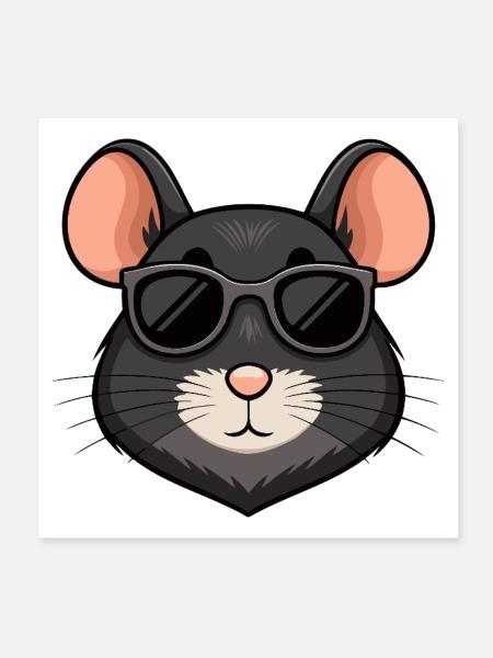 Mouse chic schwarze Brille - Poster 20x20 cm - Weiß - Vorne