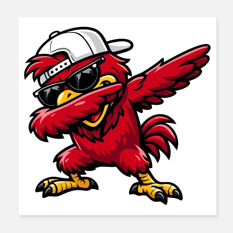 Dabbing Cardinal Poster 20x20 cm