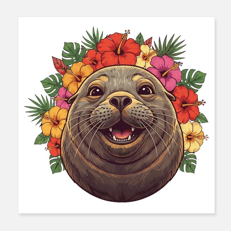 Scellez avec une couronne de fleurs d’hibiscus Poster 20 x 20 cm