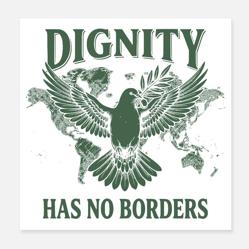 Human Rights Retro Dignity Has No Border Statement Poster 20x20 cm