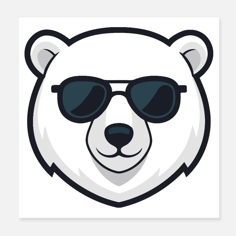 Eisbär-Schwarzbrille Poster 20x20 cm