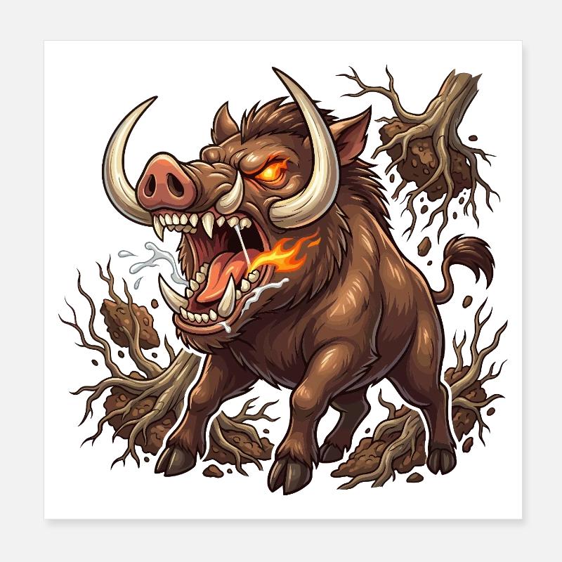 Sanglier de Tempête de Feu Poster 20 x 20 cm