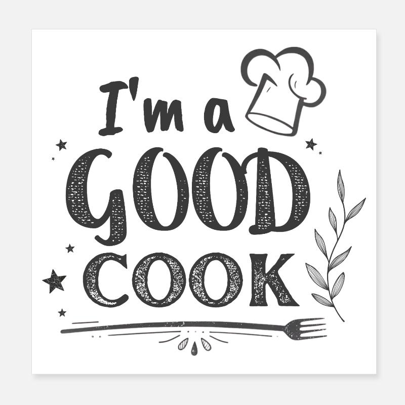 Ich bin ein GUTER KOCH Chef Chalk - Poster 20x20 cm - Weiß