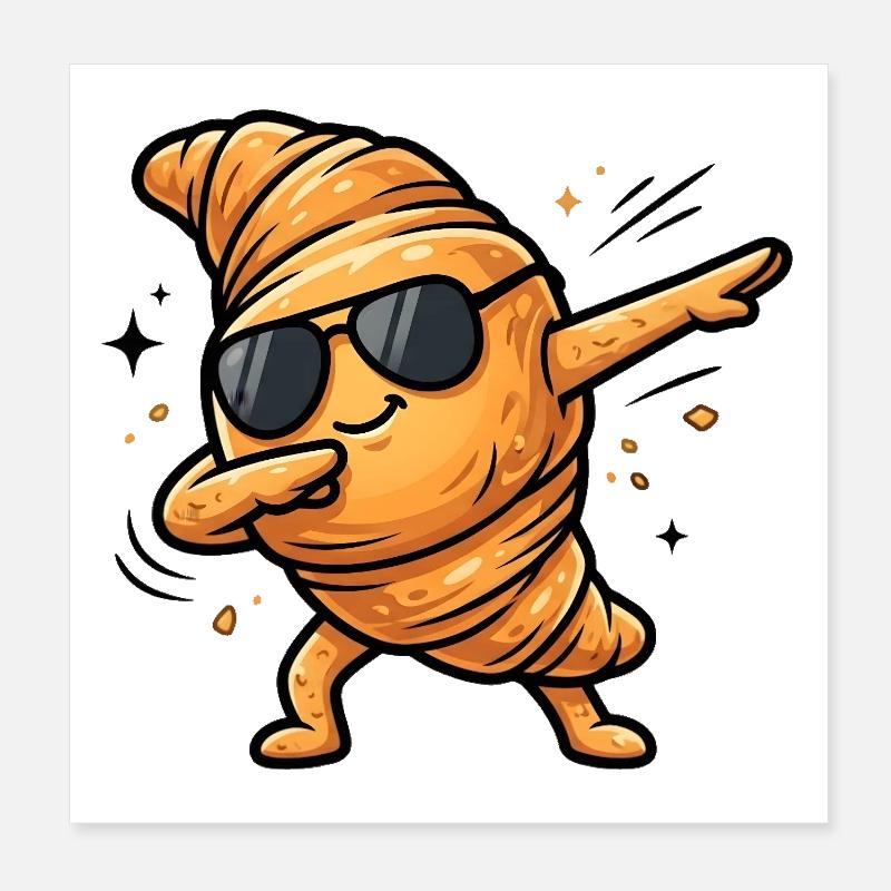 Dabbing Croissant Poster 20x20 cm