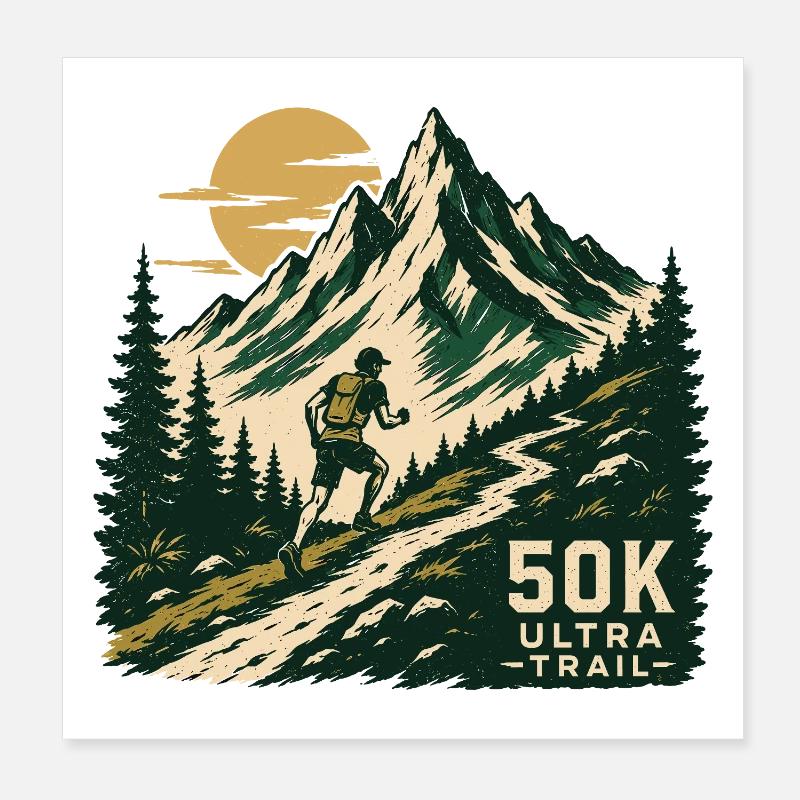 Trail Running - Ultra Trail Poster 8" x 8" (20x20 cm)