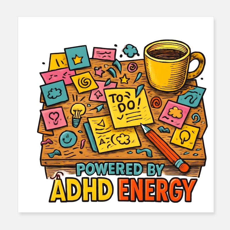 ADHD Energy Creative Desk Poster 8" x 8" (20x20 cm)