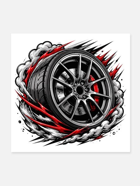 Speeding rim in a vortex - Poster 8" x 8" (20x20 cm) - white - Front