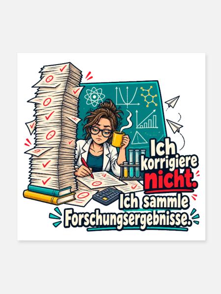 MINT Lehrer Korrektur Humor Lehrerspruch - Poster 20x20 cm - Weiß - Vorne