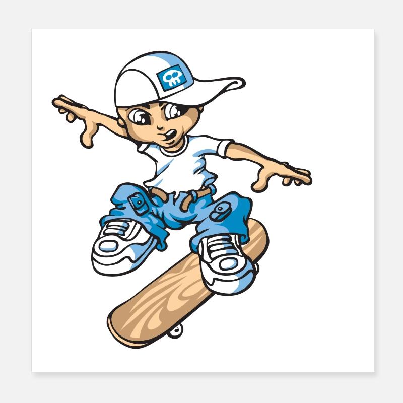 Skater boy - Poster 8" x 8" (20x20 cm) - white