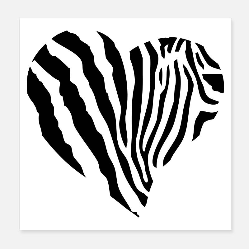 Zebra Heart Poster 8" x 8" (20x20 cm)