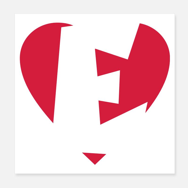 Cœur E - J'aime E Poster 20 x 20 cm