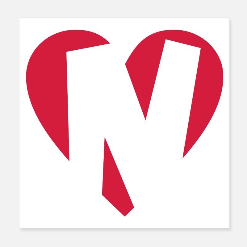 Heart N - I love N Poster 8" x 8" (20x20 cm)