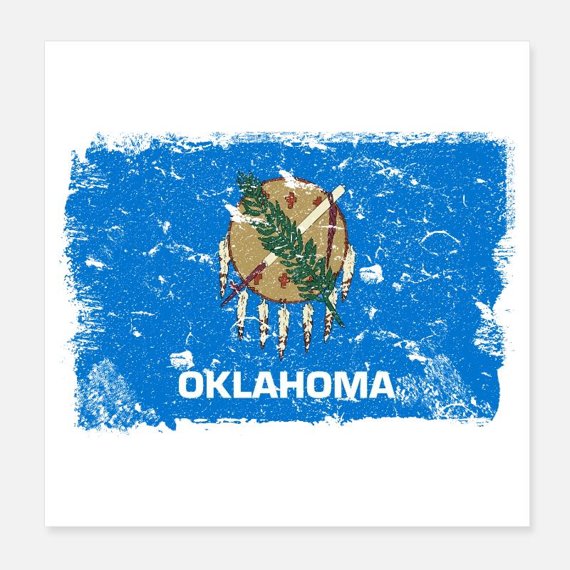Oklahoma Drapeau Vintage Poster 20 x 20 cm
