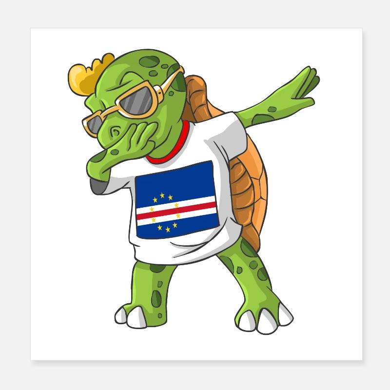 Cabo Verde Dabbing turtle Poster 8" x 8" (20x20 cm)