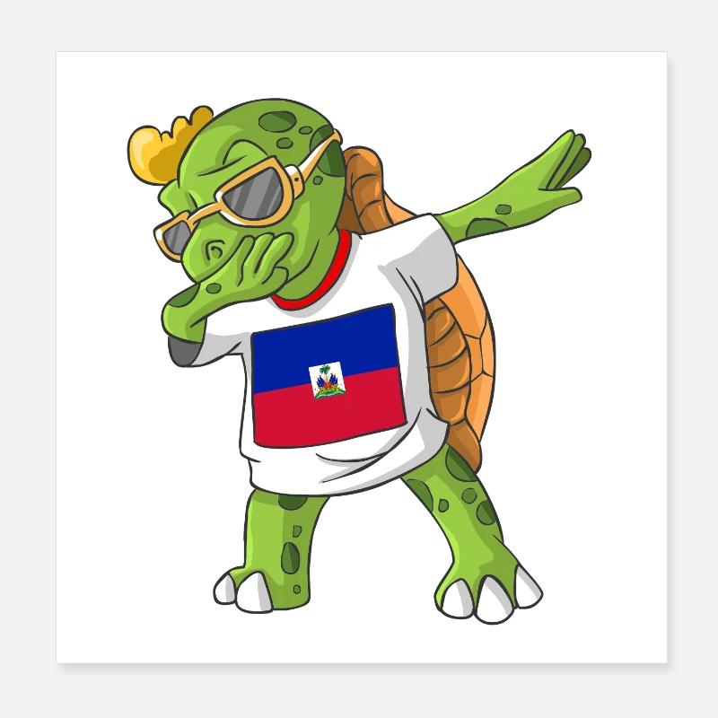 Haiti Dabbing turtle Poster 8" x 8" (20x20 cm)