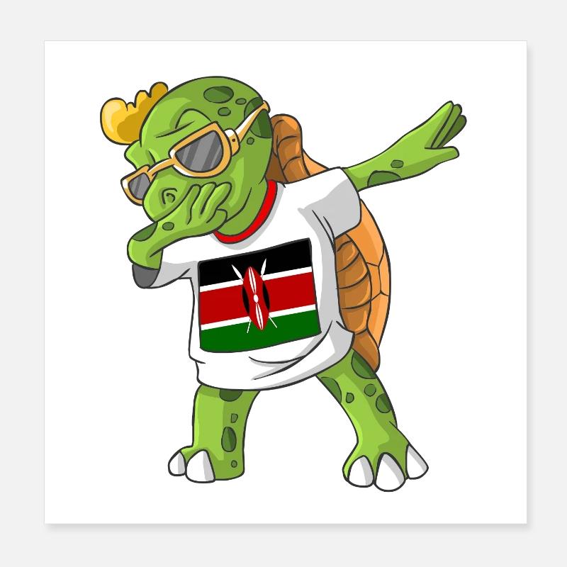 Kenya Dabbing turtle Poster 8" x 8" (20x20 cm)